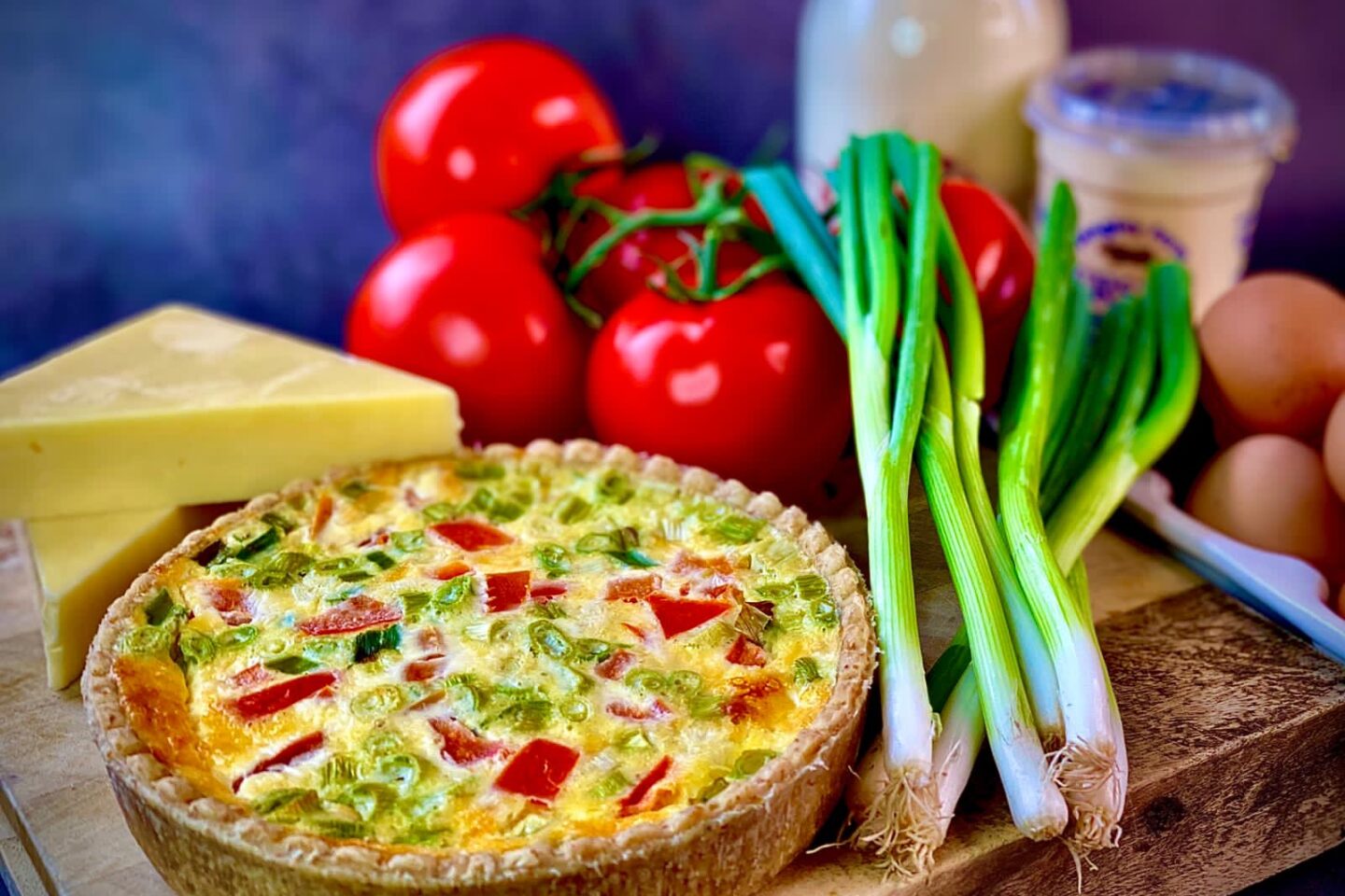 Cheese, Tomato & Onion Quiche