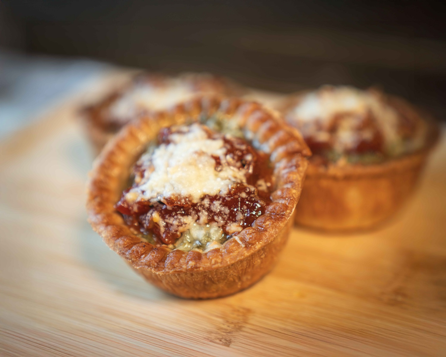 Small Tomato Chutney, Pesto & Parmesan Pork Pie
