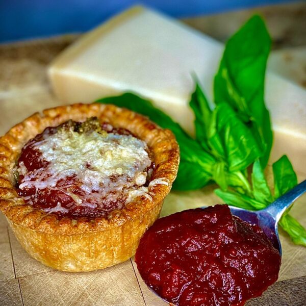 Small Tomato Chutney, Pesto & Parmesan Pork Pie