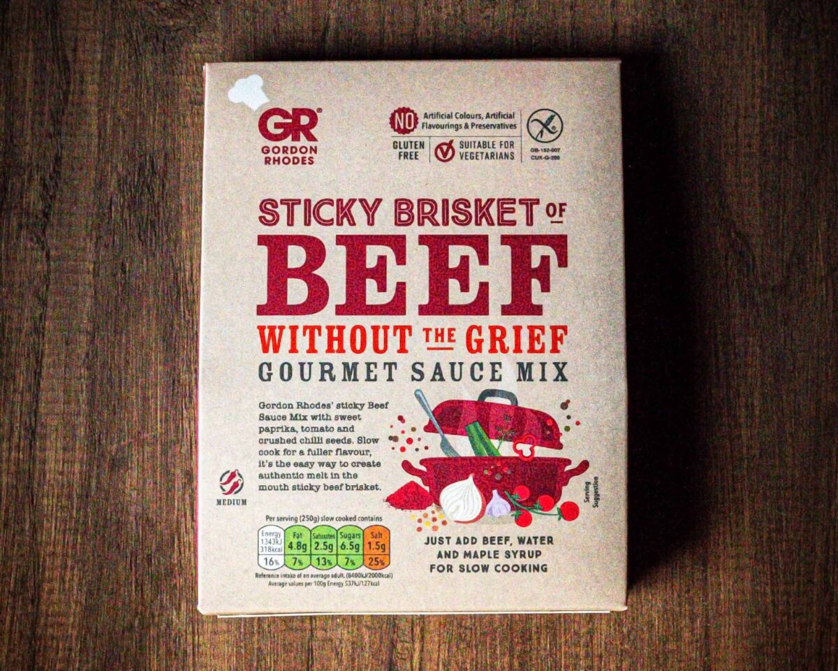 Gordon Rhodes sticky brisket of beef without the grief gourmet sauce mix