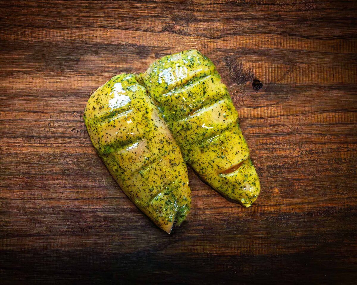 Herb butter marinated chicken breast fillets