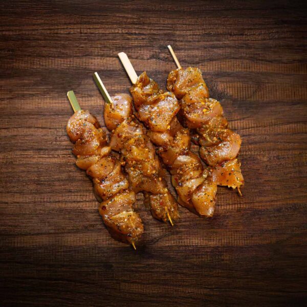 Lemon and chilli marinated chicken kebabs