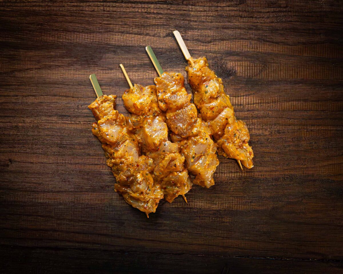 Coconut, lime and chilli marinated chicken kebabs