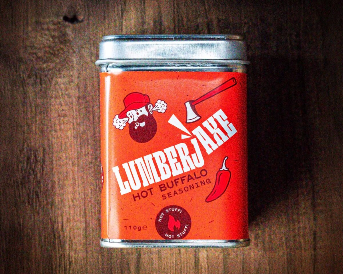 Tin of Lumberjaxe Hot buffalo seasoning