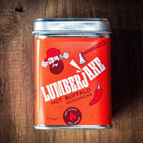 Tin of Lumberjaxe Hot buffalo seasoning